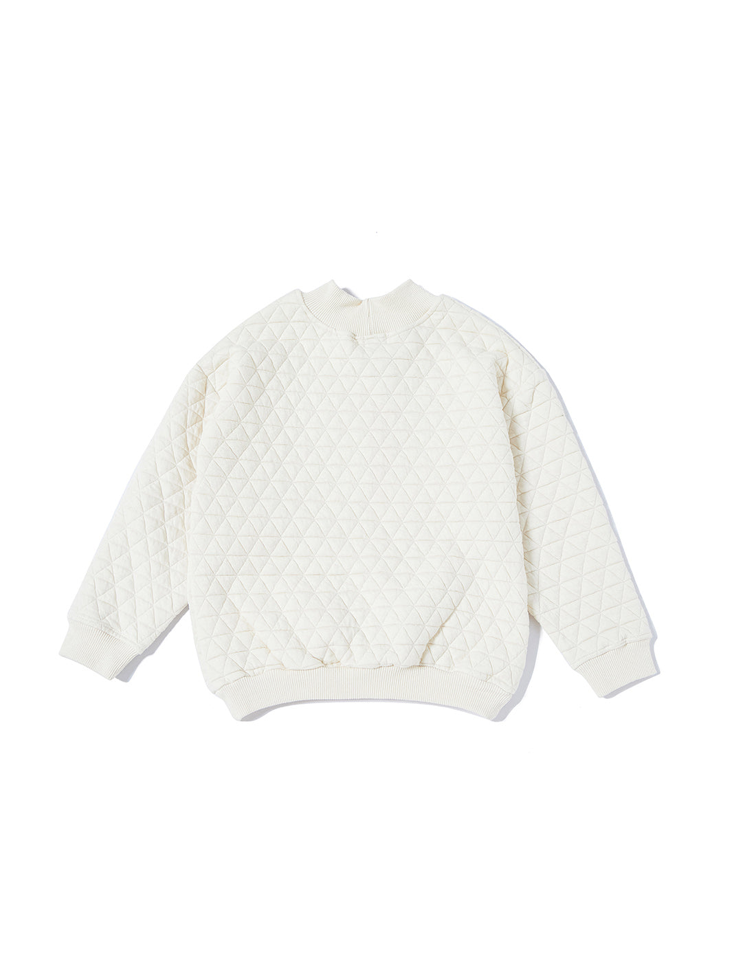 Quilted Triangle Mock Neck Top - Off White