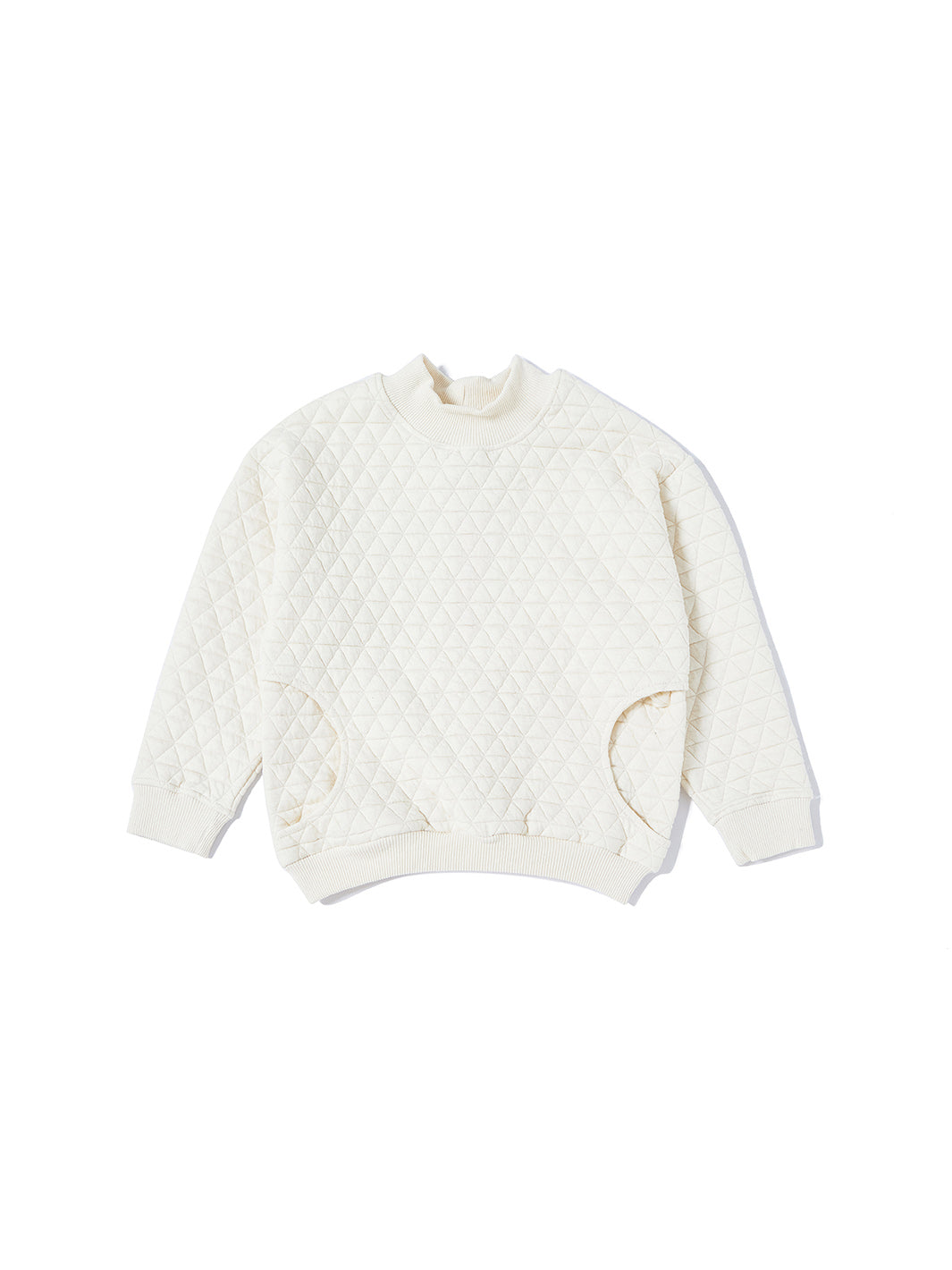 Quilted Triangle Mock Neck Top - Off White