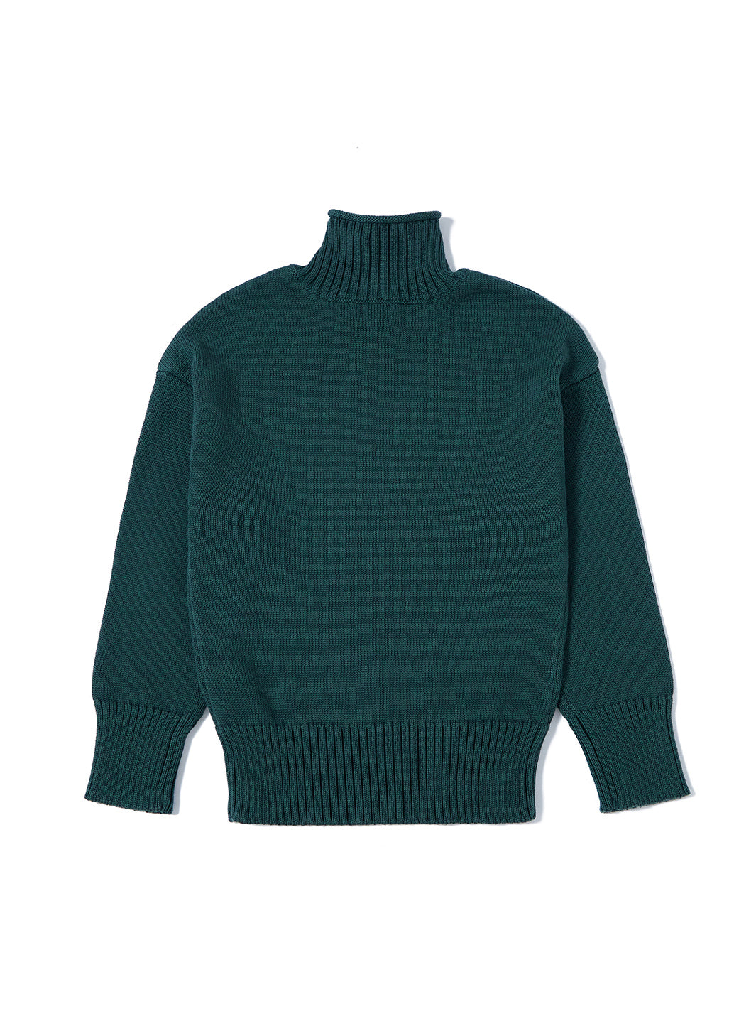 Curled mock neck sweater - Forest Green
