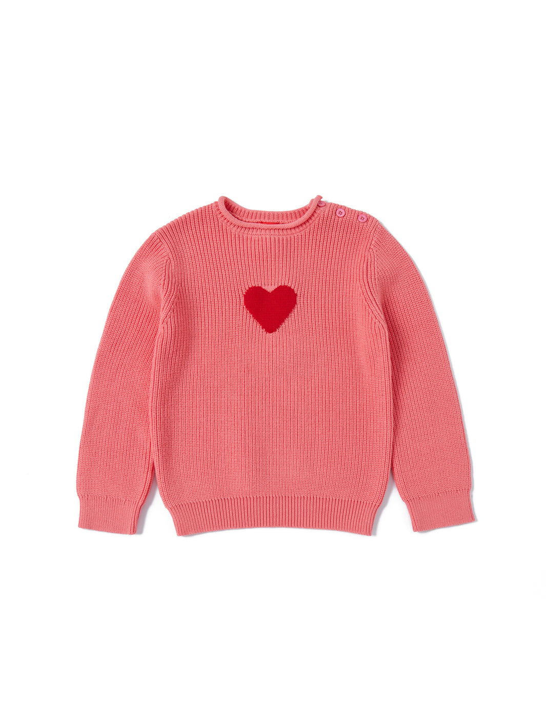 Heart Print Sweater - Watermelon