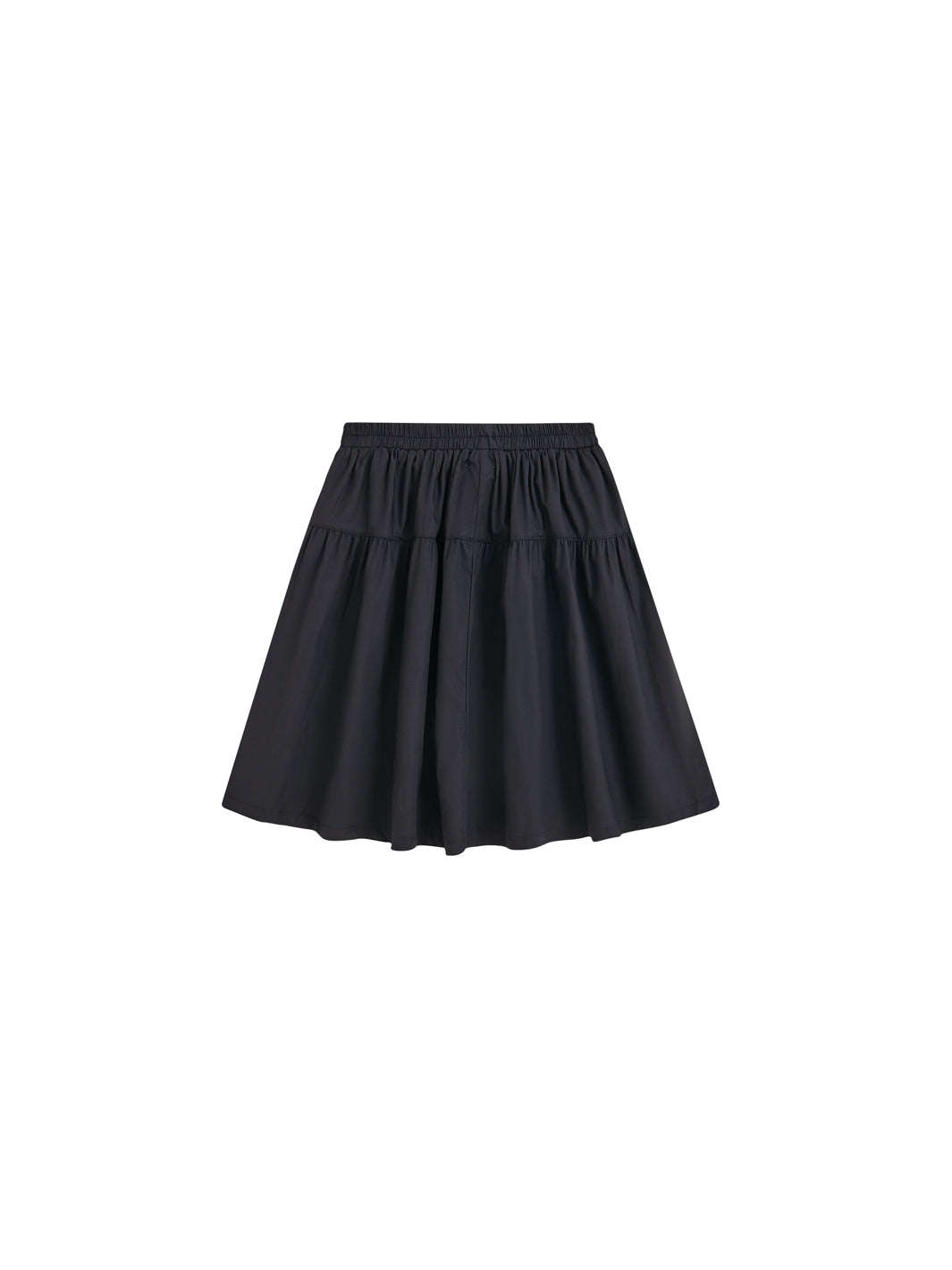 Solid Gathered Skirt - Black