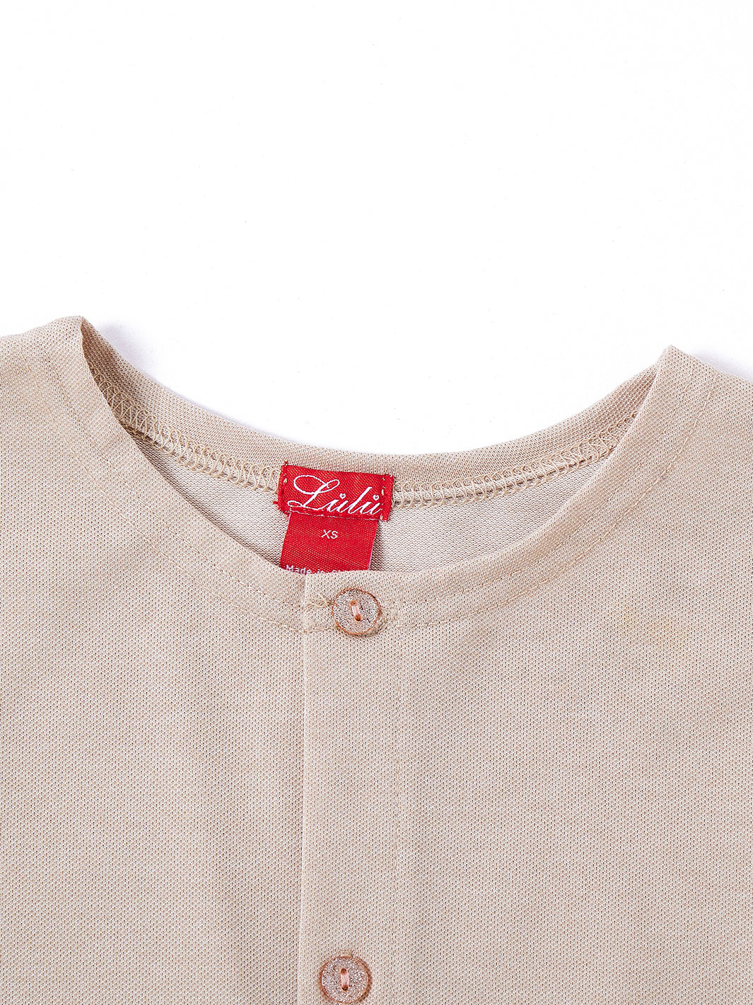 Front Buttons Top - Beige Mix