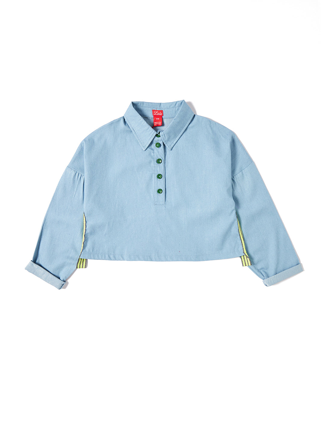 Denim Crop Length Shirt - Lt. Blue