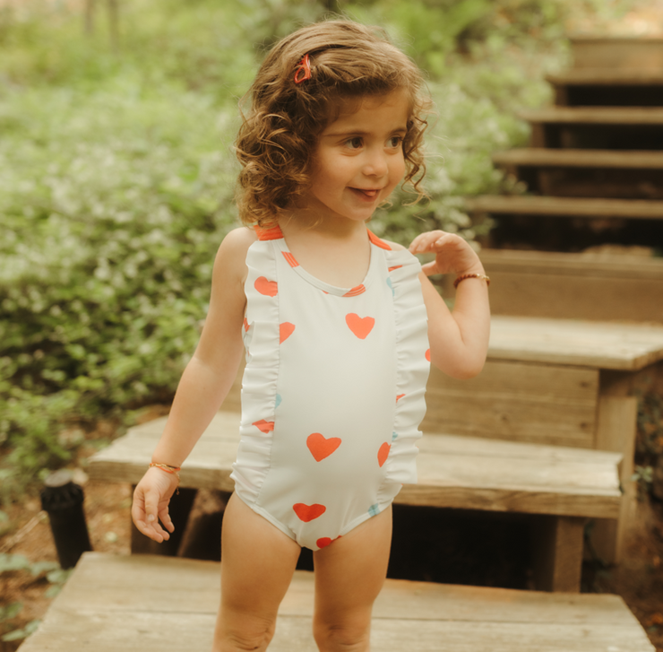Faded heart Print swimsuit