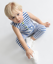 Baby Overlap Overall - White/Royal Blue