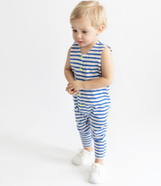 Baby Overlap Overall - White/Royal Blue