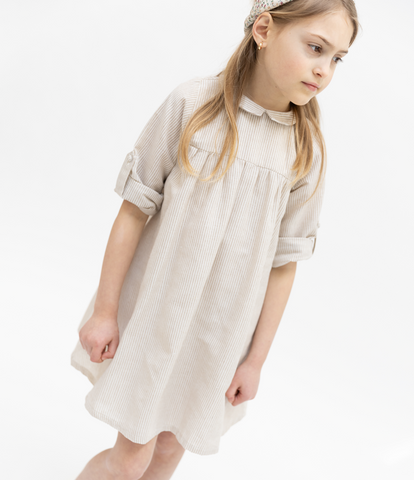 Linen Striped Collar Dress