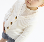 Eyelet Cardigan Sweater - Cream White