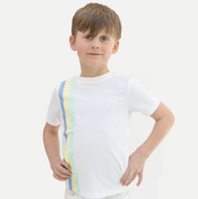 Side Stripe Print Short Sleeve T-shirt -  White/Lt. Blue