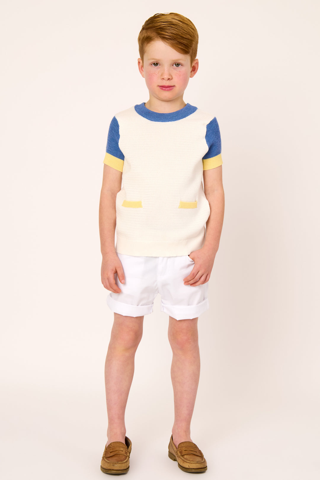 Color Block Short Sleeve Sweater