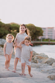 Baby Collar Romper - Beige