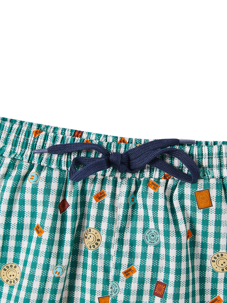Baby gingham smiley Set