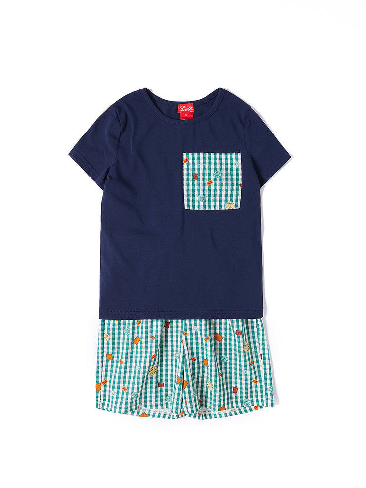 Baby gingham smiley Set