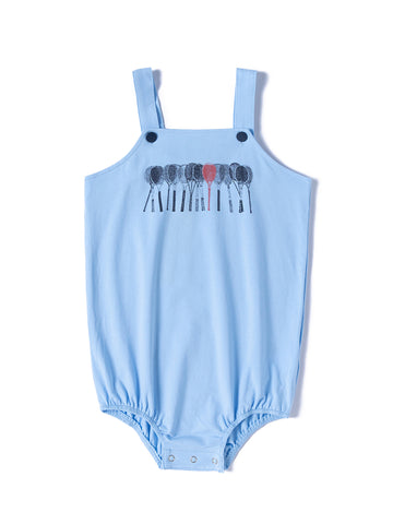 Baby tennis rackets print Romper - Lt. Sky Blue