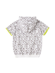 Leopard hood short sleeve Pocket Top