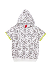 Leopard hood short sleeve Pocket Top