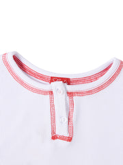 Contrast stitching T-shirt - White/Coral