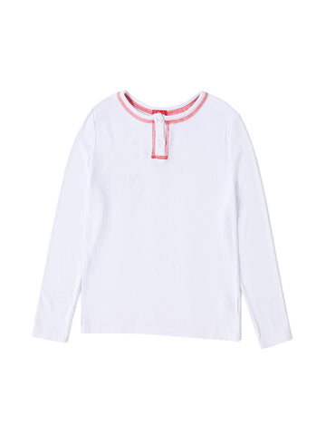 Contrast stitching T-shirt - White/Coral