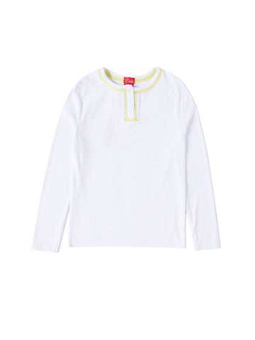 Contrast stitching T-shirt - White/Neon Yellow