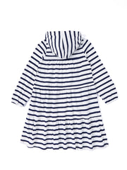 Hood tiered gathers Dress - Navy/White