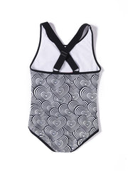 Stripe Heart Print Swimsuit