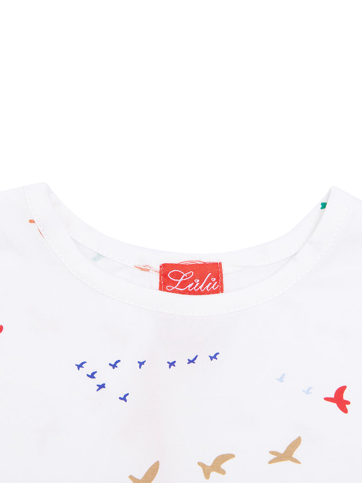 Bird Print Long Sleeve T-shirt