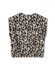 Corduroy Leopard Vest - Beige/Brown