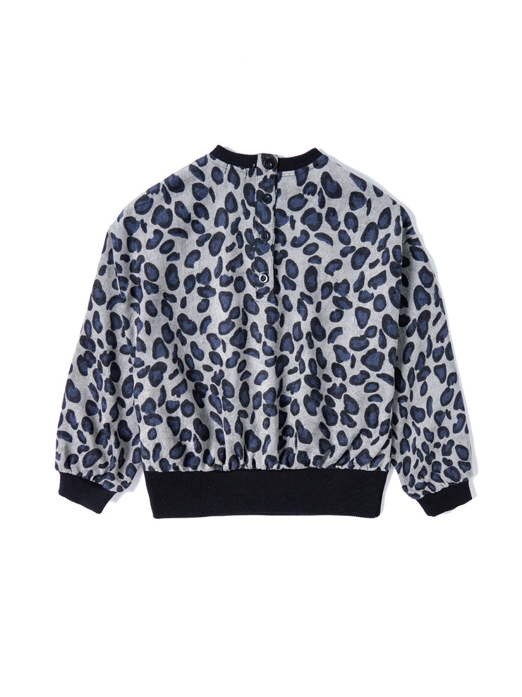 Leopard Corduroy Top - Blue/Grey