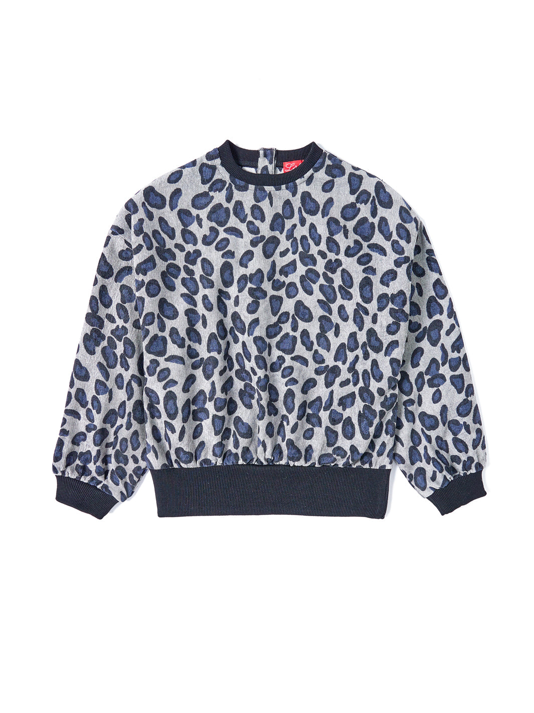 Leopard Corduroy Top - Blue/Grey