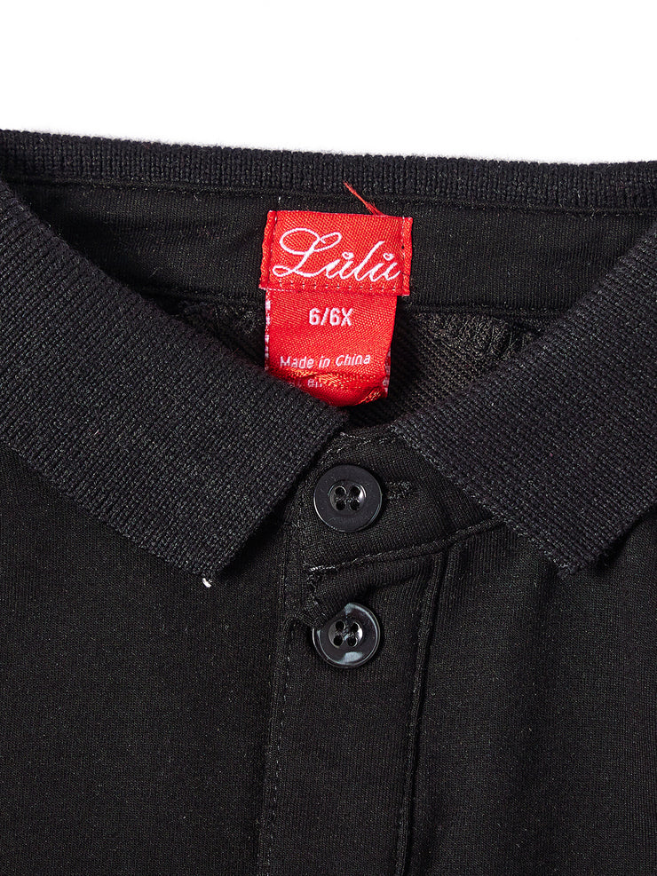 Corduroy Sleeve Leopard Polo - Blue/Grey