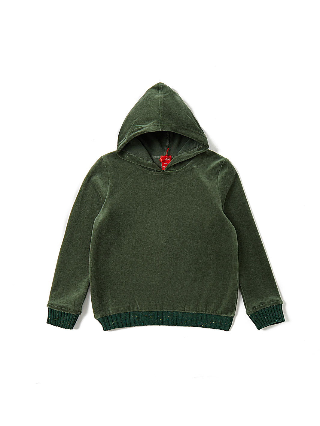 Velour Speckled Hooded Top - Green