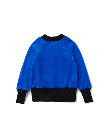 Velour Speckle Mock Neck Top - Royal Blue