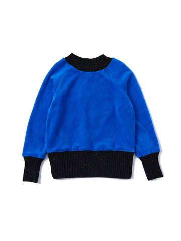 Velour Speckle Mock Neck Top - Royal Blue