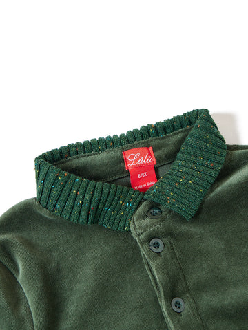 Velour Speckle Combo Polo - Green