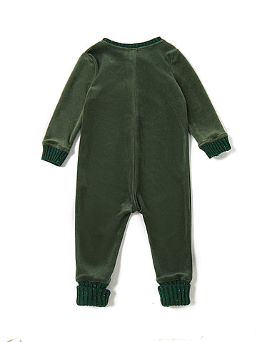 Baby Velour Overall - Green