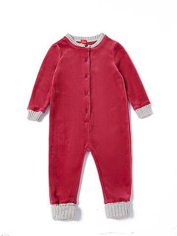 Baby Velour Overall - Rose