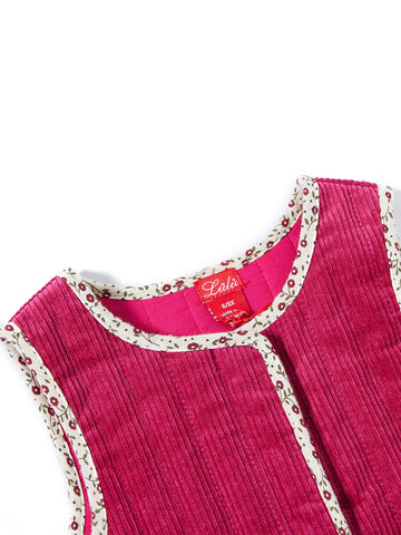 Corduroy Quilted Vest - Hot Pink