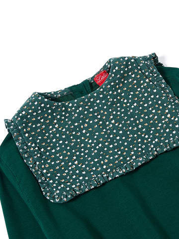 Quilted Collar Top - Green