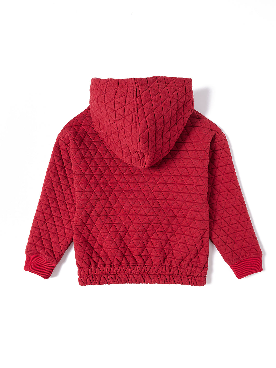 Triangle Quilted Hooded Top - Brick