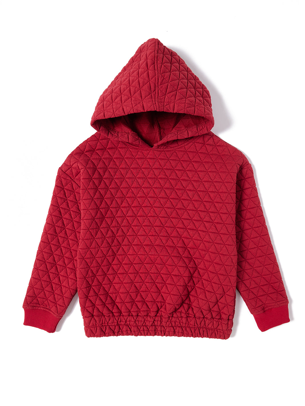 Triangle Quilted Hooded Top - Brick