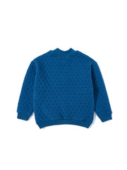 Quilted Triangle Mock Neck Top - Blue