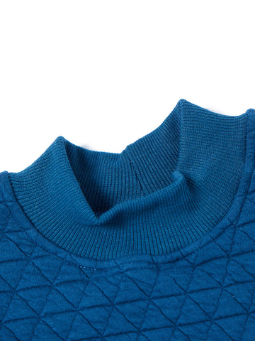 Quilted Triangle Mock Neck Top - Blue