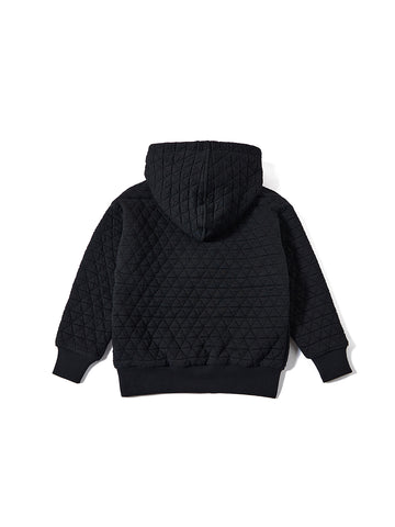 Quilted Zippered Sweater - Black