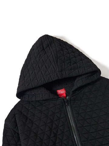 Quilted Zippered Sweater - Black