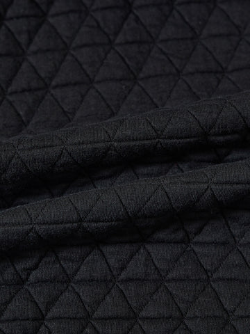 Quilted Zippered Sweater - Black