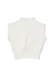 Quilted Triangle Mock Neck Vest - Off White