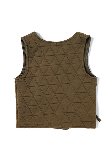 Big Triangle Quilted Wrap Vest - Khaki