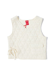 Big Triangle Quilted Wrap Vest - Off White