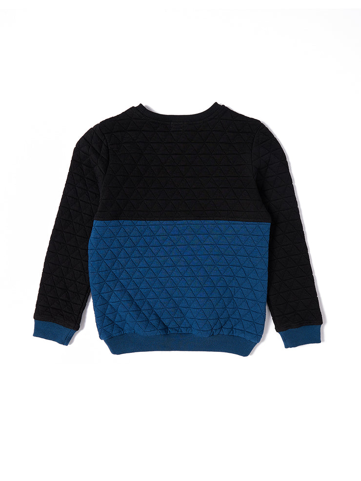Triangle Quilted Contrast Bottom Top - Blue/Black