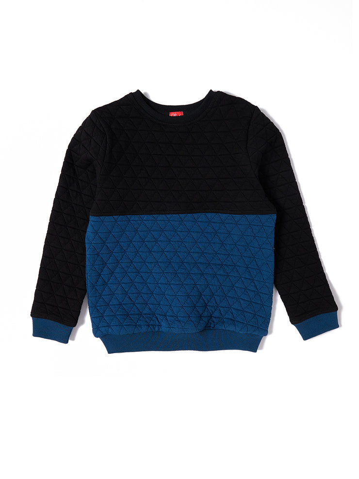 Triangle Quilted Contrast Bottom Top - Blue/Black